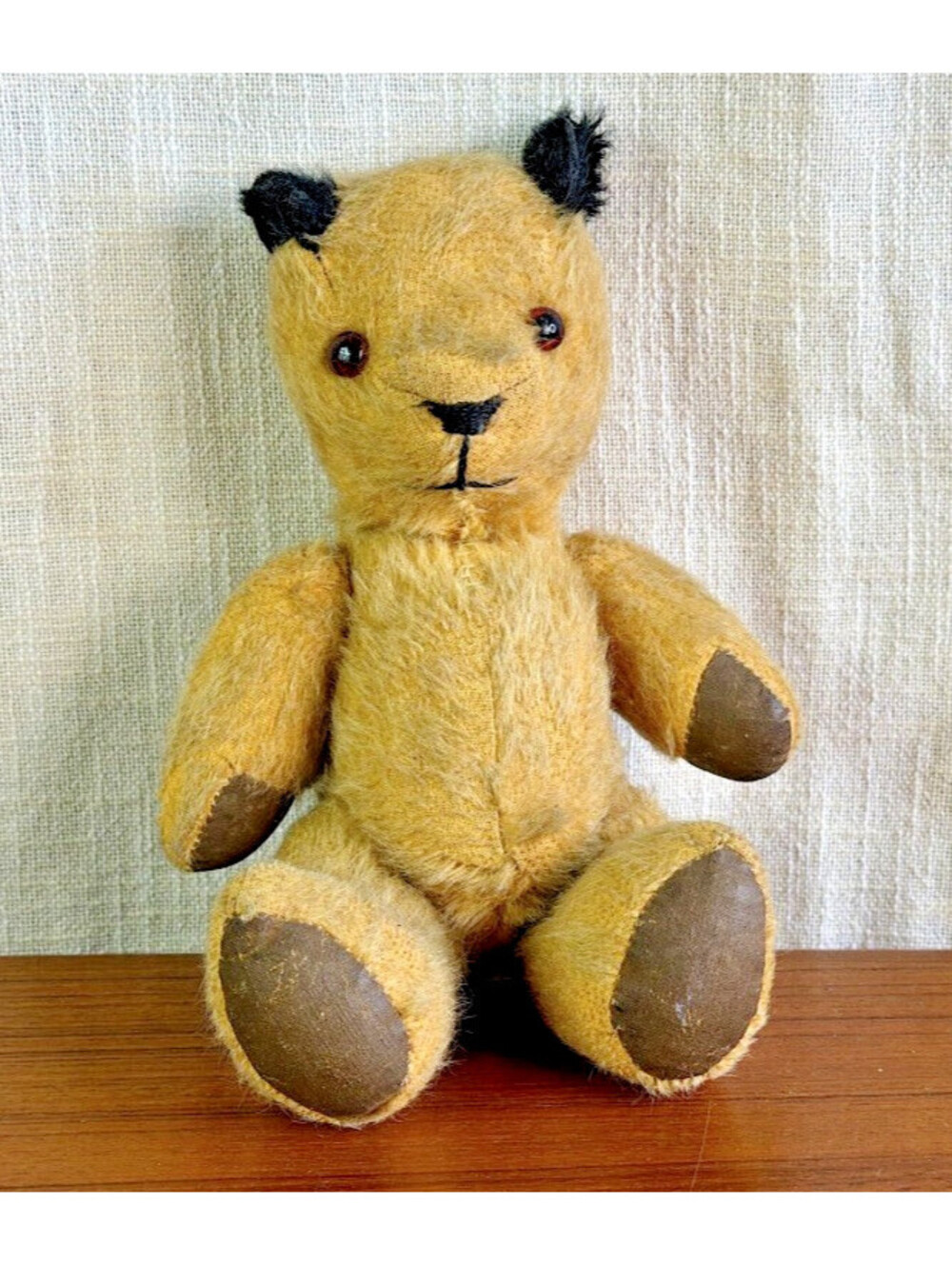 Vtg 1950s Chad Valley Sooty Jointed Teddy Bear Rare 9" Mohair Glass Eyes